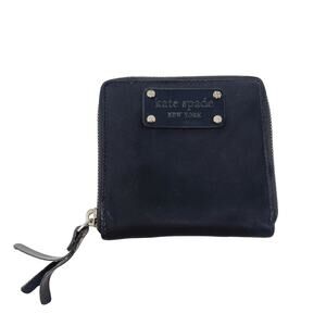 Kate Spade Black Zip Around Wallet Canvas Square 4.5" H x 4.5" L Slip Pocket